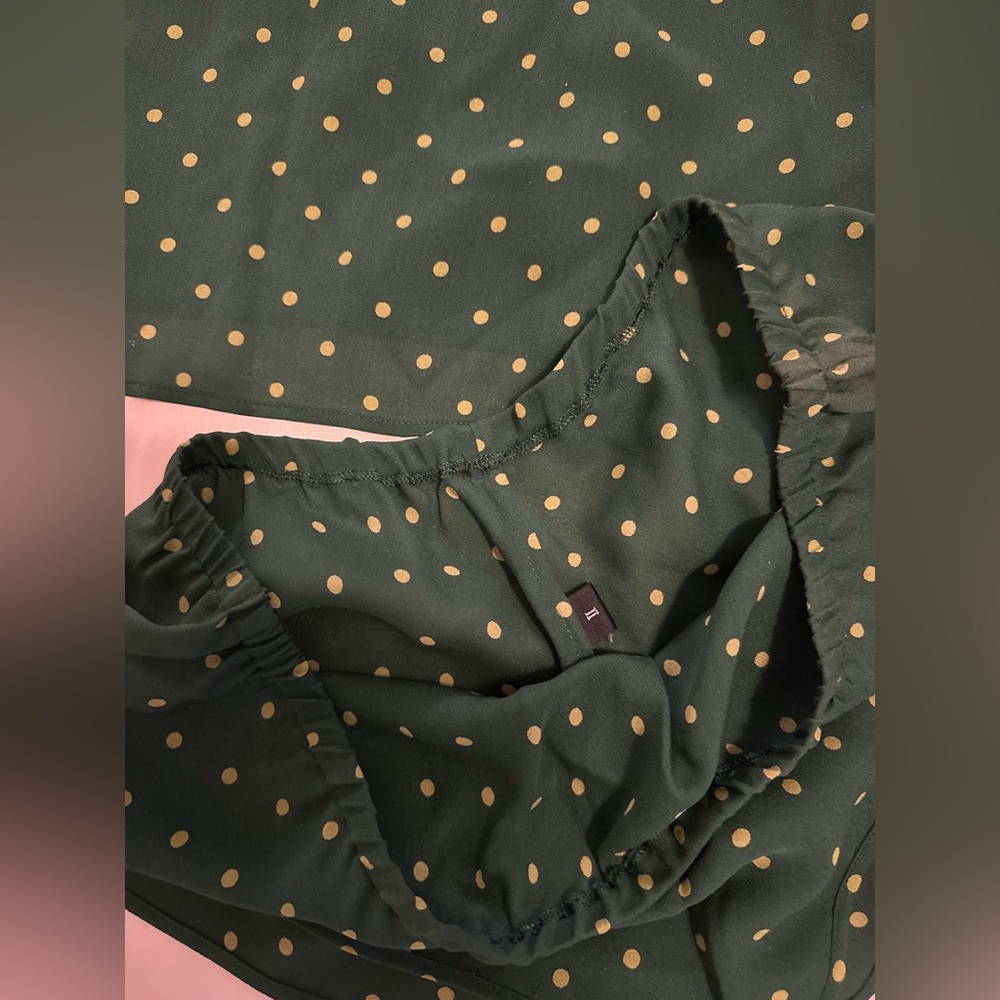 New La Perla Green Polka Dot Pajama Set with Floral Accents - Picture 6 of 9